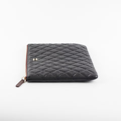 Chanel Medium O case Pouch Clutch Caviar Black