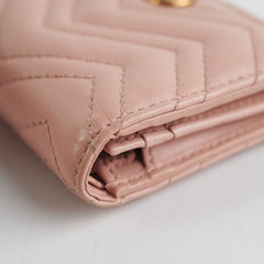 Gucci GG Marmont Card Case Wallet Dusty Pink