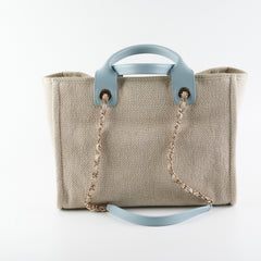 Chanel Deauville Shopping Bag Beige/Blue Microchipped