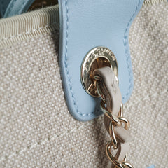 Chanel Deauville Shopping Bag Beige/Blue Microchipped