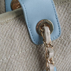 Chanel Deauville Shopping Bag Beige/Blue Microchipped