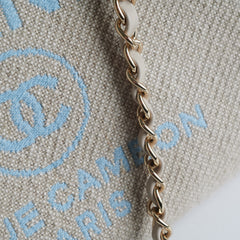 Chanel Deauville Shopping Bag Beige/Blue Microchipped