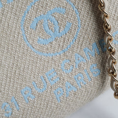 Chanel Deauville Shopping Bag Beige/Blue Microchipped