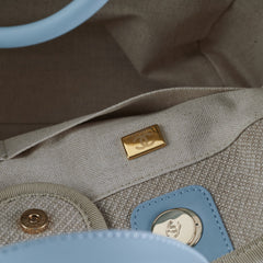 Chanel Deauville Shopping Bag Beige/Blue Microchipped