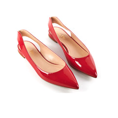 Dior Patent Pointed Slingback Flat Shoes Red 38