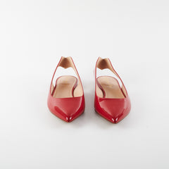Dior Patent Pointed Slingback Flat Shoes Red 38
