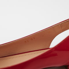 Dior Patent Pointed Slingback Flat Shoes Red 38