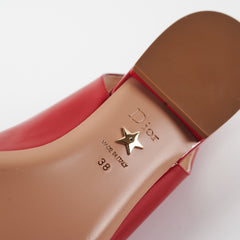 Dior Patent Pointed Slingback Flat Shoes Red 38