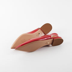 Dior Patent Pointed Slingback Flat Shoes Red 38