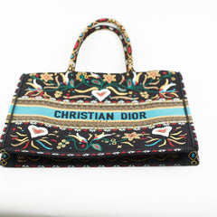 Christian Dior Large Black Multicolour Embroidery Book Tote