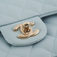 Chanel Classic Flap Medium/Large Light Blue Caviar 22P (Microchipped)