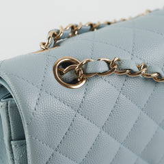 Chanel Classic Flap Medium/Large Light Blue Caviar 22P (Microchipped)