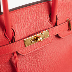 Hermes Birkin 30 Rouge Tomate Veau Epsom - Stamp A 2017