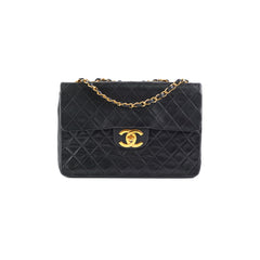 Chanel Vintage Maxi Jumbo Black 24K Gold