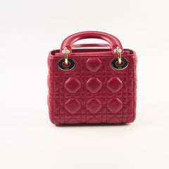 Dior Mini Lady Dior Lambskin Raspberry Red