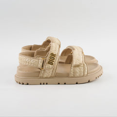 Christian Dior Act Woven Raffia Dad Sandals Beige Size 37.5