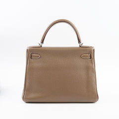 Hermes Kelly 28 Clemence Etoupe Q Square Stamp