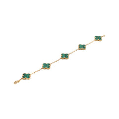 Van Cleef & Arpels Vintage Alhambra 5 Motif Bracelet Malachite