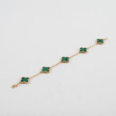 Van Cleef & Arpels Vintage Alhambra 5 Motif Bracelet Malachite