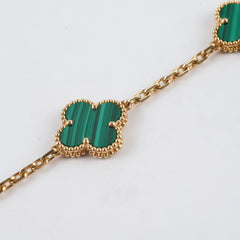 Van Cleef & Arpels Vintage Alhambra 5 Motif Bracelet Malachite