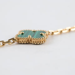 Van Cleef & Arpels Vintage Alhambra 5 Motif Bracelet Malachite