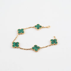 Van Cleef & Arpels Vintage Alhambra 5 Motif Bracelet Malachite