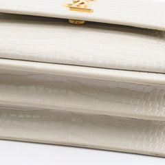 Saint Laurent Sunset Medium Ivory Croc Emboss