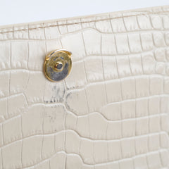 Saint Laurent Sunset Medium Ivory Croc Emboss