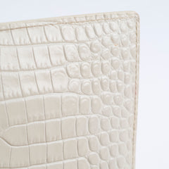 Saint Laurent Sunset Medium Ivory Croc Emboss