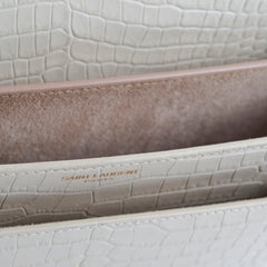 Saint Laurent Sunset Medium Ivory Croc Emboss