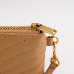 Saint Laurent Chevron Clutch Beige