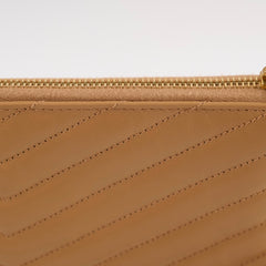Saint Laurent Chevron Clutch Beige