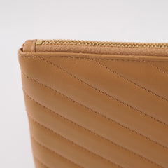 Saint Laurent Chevron Clutch Beige