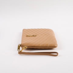 Saint Laurent Chevron Clutch Beige