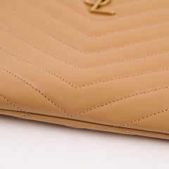 Saint Laurent Chevron Clutch Beige
