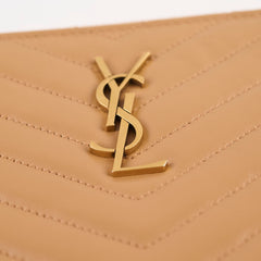 Saint Laurent Chevron Clutch Beige