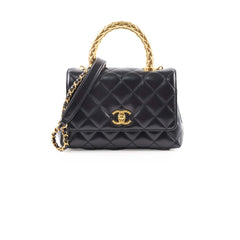 Chanel Mini Coco Handle Shiny Calfskin Black Microchip