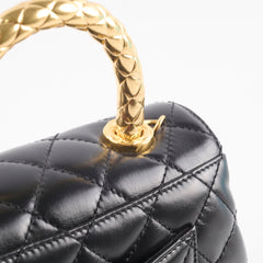 Chanel Mini Coco Handle Shiny Calfskin Black Microchip