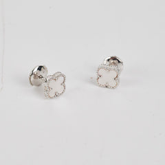 Van Cleef and Arpels Sweet White Gold Mother of Pearl MOP Earrings