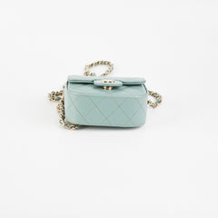Chanel Micro Bag With Chain Greyish Green LGHW  Caviar