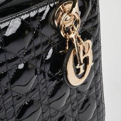 Dior Medium Lady Dior Patent Black