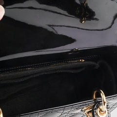 Dior Medium Lady Dior Patent Black