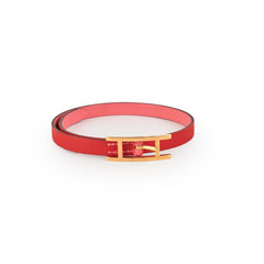 Hermes Leather Behapi Bracelet Red