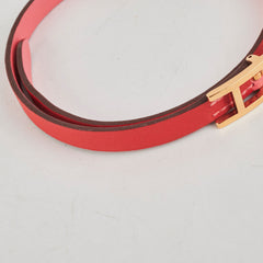 Hermes Leather Behapi Bracelet Red