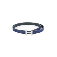 Hermes Reversible Leather Belt 75cm /1.3cm Noir/Bleu Saphir