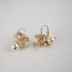 Chanel Drop CC Logo Pearl Earrings