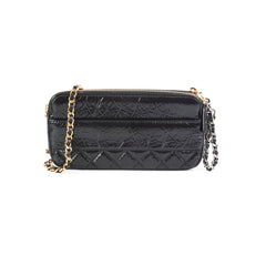 Chanel Double Zip Wallet On Chain Aged Calfskin Black