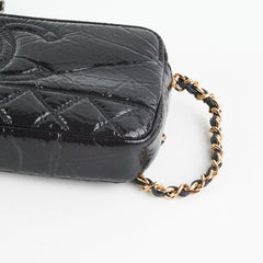 Chanel Double Zip Wallet On Chain Aged Calfskin Black