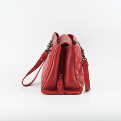 Chanel Quilted Tote Bag Calfskin Red