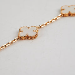 ITEM 22 - Van Cleef & Arpels Vintage Alhambra 5-Motif Yellow Gold, White Mother of Pearl Bracelet